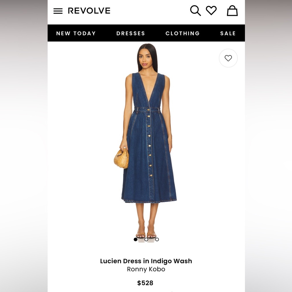 REVOLVE Ronny Kobo Indigo Wash Midi Dress